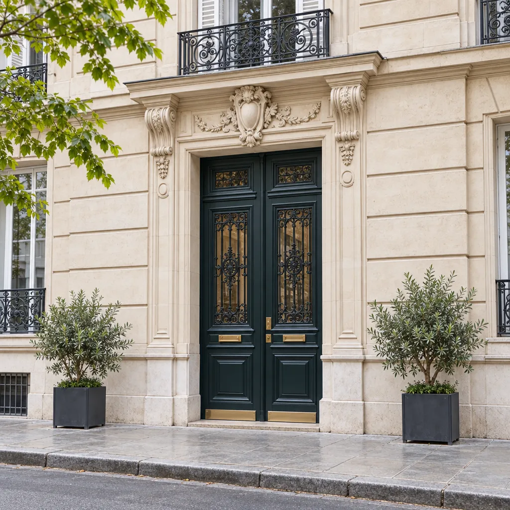 Porte d'entrée renforcée d'un immeuble haussmannien à Clichy